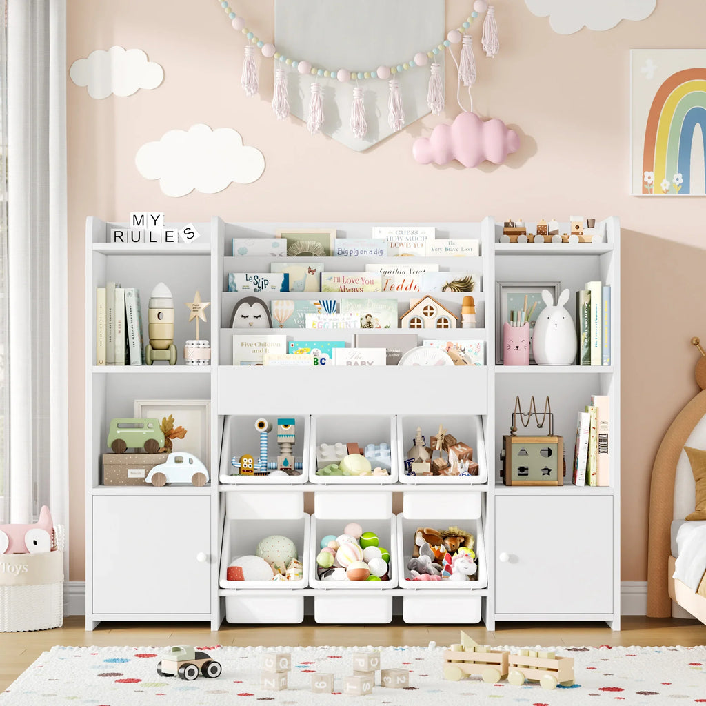 Kids Toy Storage 6 Boxes 4 Tier Bookshelf Montessori & Toys