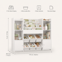 Kids Toy Storage 6 Boxes 4 Tier Bookshelf Montessori & Toys