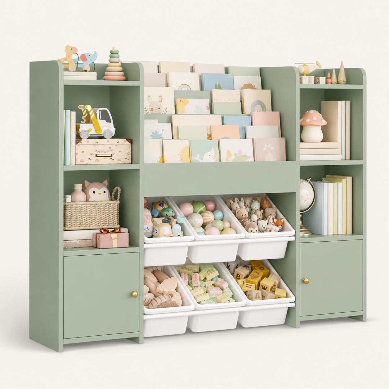 Kids Toy Storage 6 Boxes 4 Tier Bookshelf Montessori & Toys