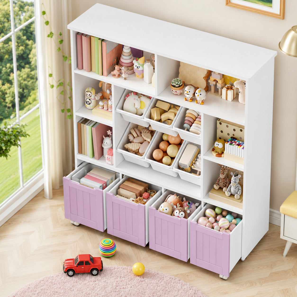 Kids Toy Storage 6 Cubbies 4 Drawers 6 Boxes Montessori & Toys