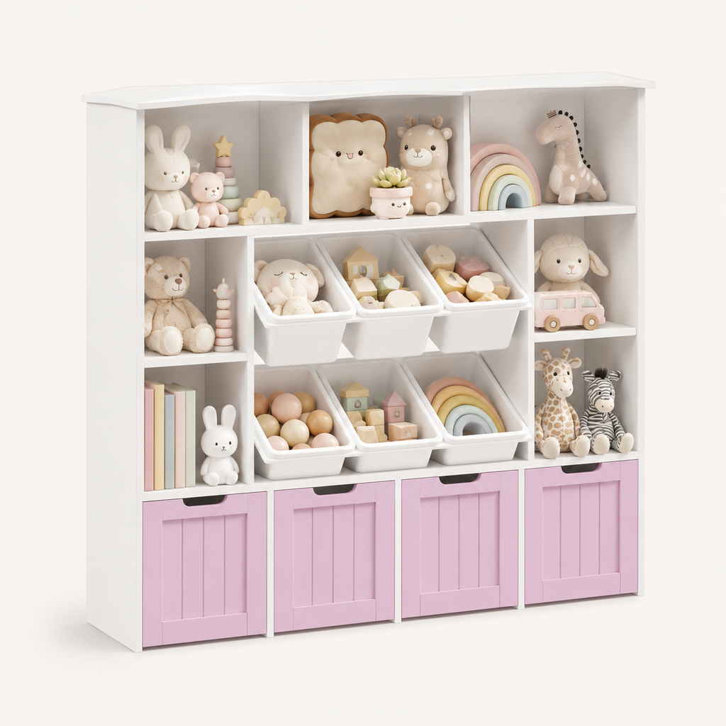 Kids Toy Storage 6 Cubbies 4 Drawers 6 Boxes Montessori & Toys