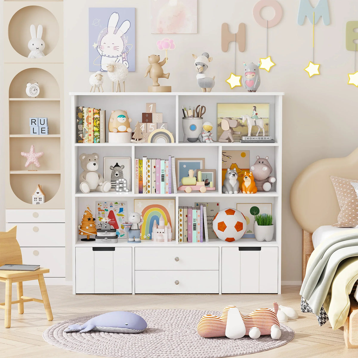 Kids Toy Storage 7 Cubbies 4 Drawers Wheels Montessori & Toys