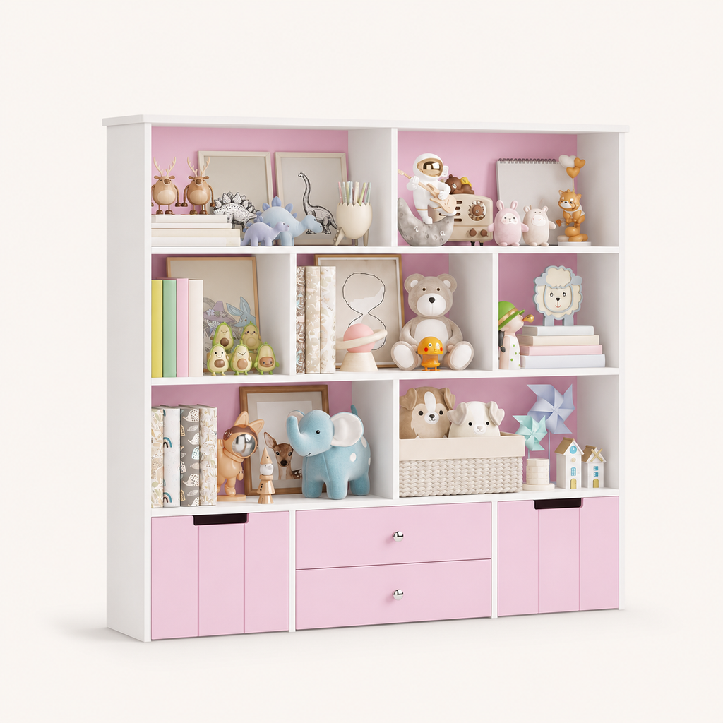 Kids Toy Storage 7 Cubbies 4 Drawers Wheels Montessori & Toys