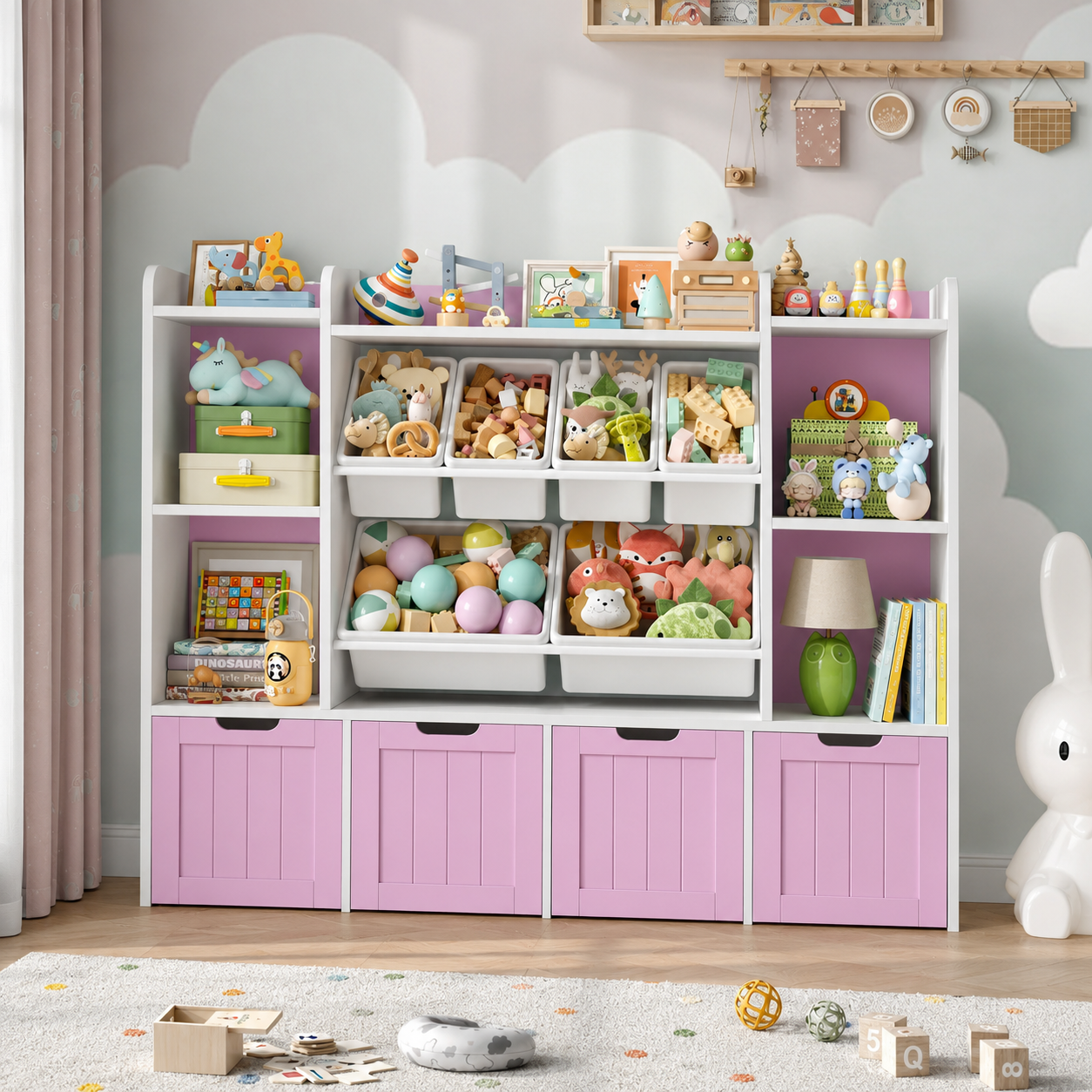 Kids Toy Storage 7 Cubbies 6 Boxes 4 Drawers Montessori & Toys