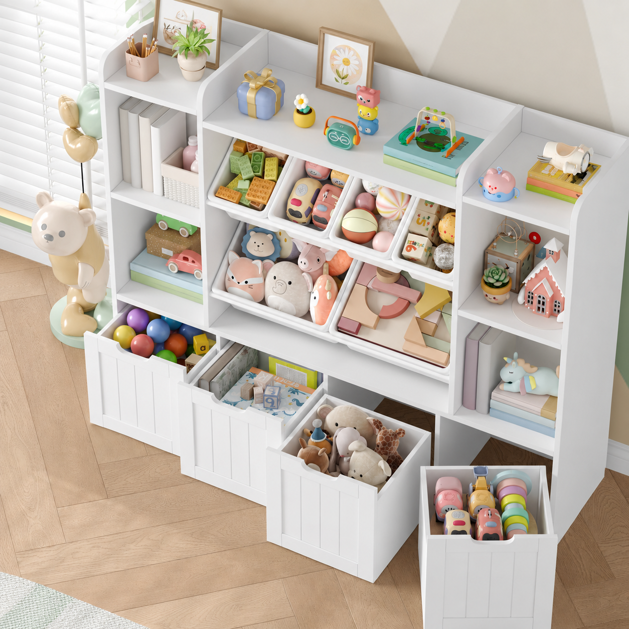 Kids Toy Storage 7 Cubbies 6 Boxes 4 Drawers Montessori & Toys