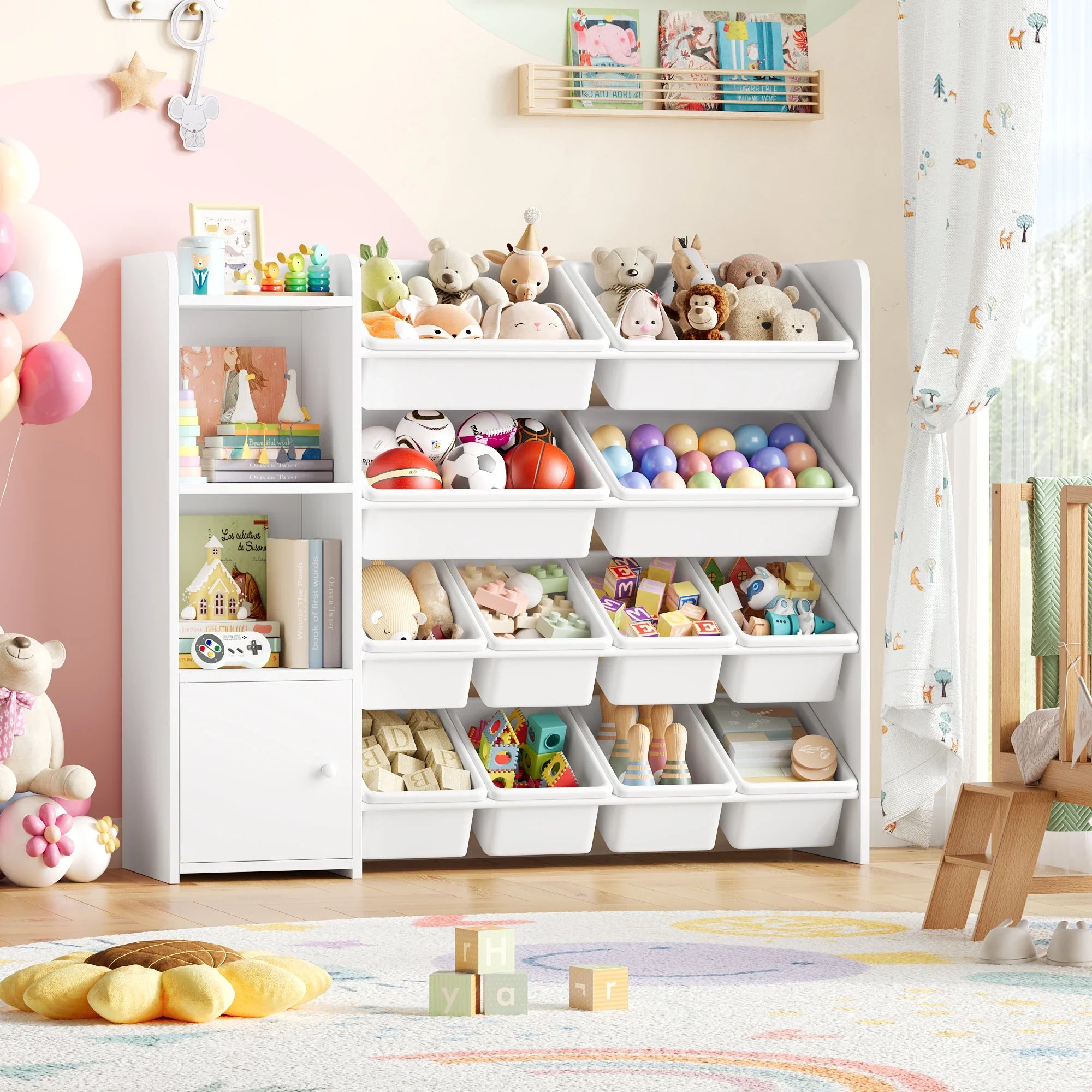 Kids Toy Storage 8 Boxes 4 Shelves Montessori & Toys
