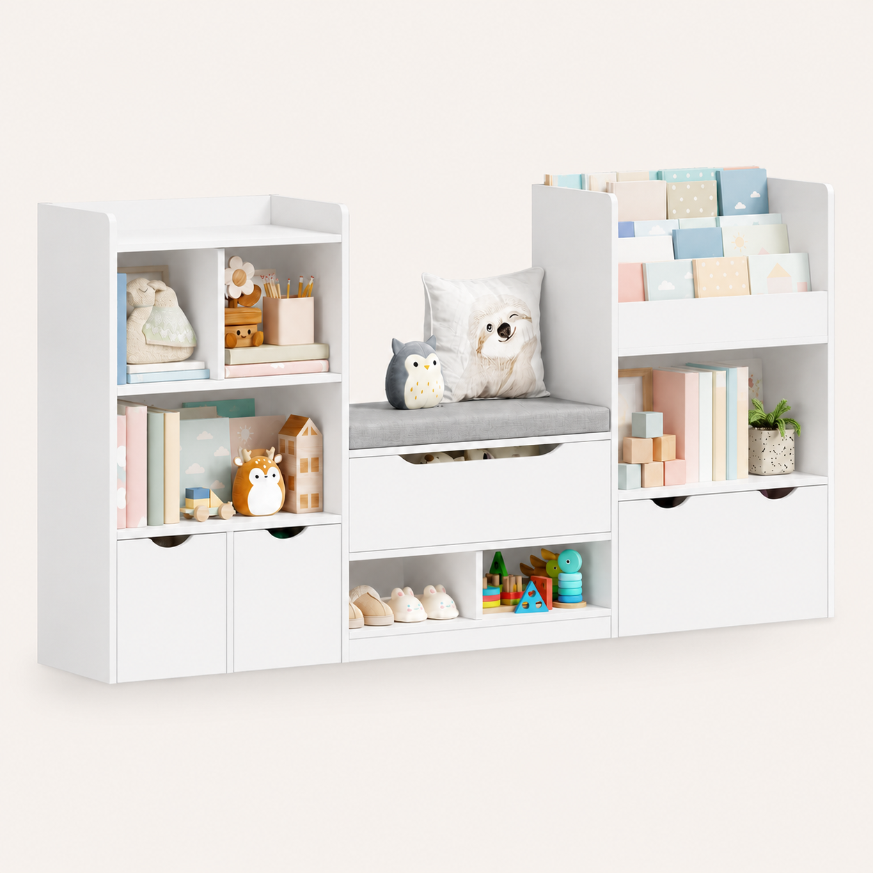Kids Toy Storage Bookcase Bench 3 Drawers Montessori & Toys