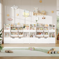 Kids Toy Storage Bookshelf 13 Shelves 4 Boxes Montessori & Toys