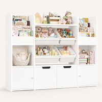 Kids Toy Storage Bookshelf 13 Shelves 4 Boxes Montessori & Toys