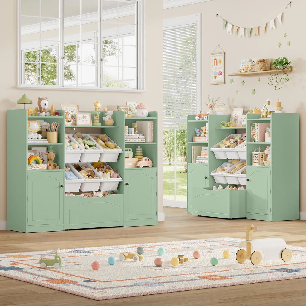 Kids Toy Storage Bookshelf 15 Shelves 6 Boxes Montessori & Toys