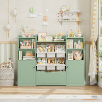 Kids Toy Storage Bookshelf 15 Shelves 6 Boxes Montessori & Toys