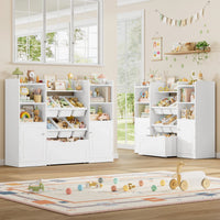 Kids Toy Storage Bookshelf 15 Shelves 6 Boxes Montessori & Toys