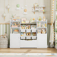 Kids Toy Storage Bookshelf 15 Shelves 6 Boxes Montessori & Toys