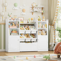 Kids Toy Storage Bookshelf 15 Shelves 6 Boxes Montessori & Toys
