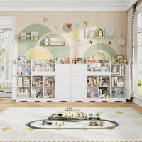 Kids Toy Storage Bookshelf 6 Doors 6 Cubbies Montessori & Toys