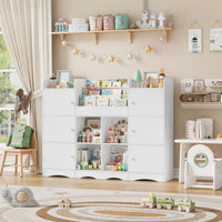 Kids Toy Storage Bookshelf 6 Doors 6 Cubbies Montessori & Toys
