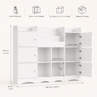 Kids Toy Storage Bookshelf 6 Doors 6 Cubbies Montessori & Toys