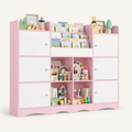Kids Toy Storage Bookshelf 6 Doors 6 Cubbies Montessori & Toys