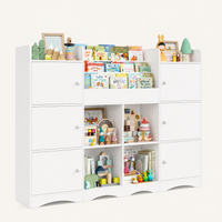 Kids Toy Storage Bookshelf 6 Doors 6 Cubbies Montessori & Toys