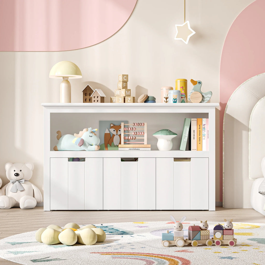 Kids Toy Storage Cabinet 3 Drawers on Wheels Montessori & Toys