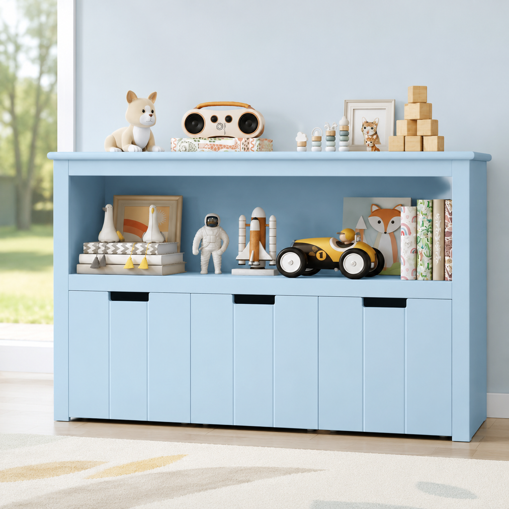 Kids Toy Storage Cabinet 3 Drawers on Wheels Montessori & Toys