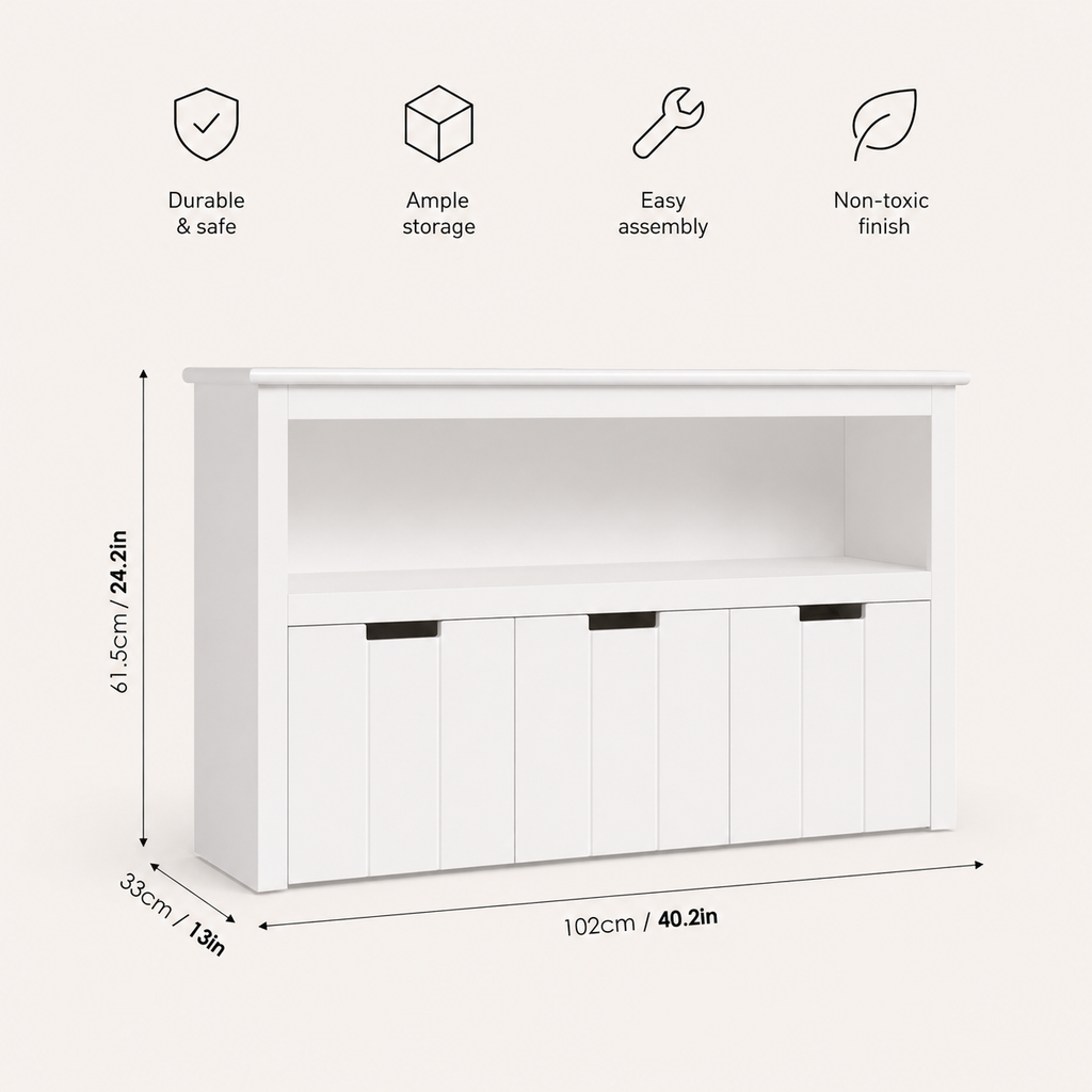 Kids Toy Storage Cabinet 3 Drawers on Wheels Montessori & Toys