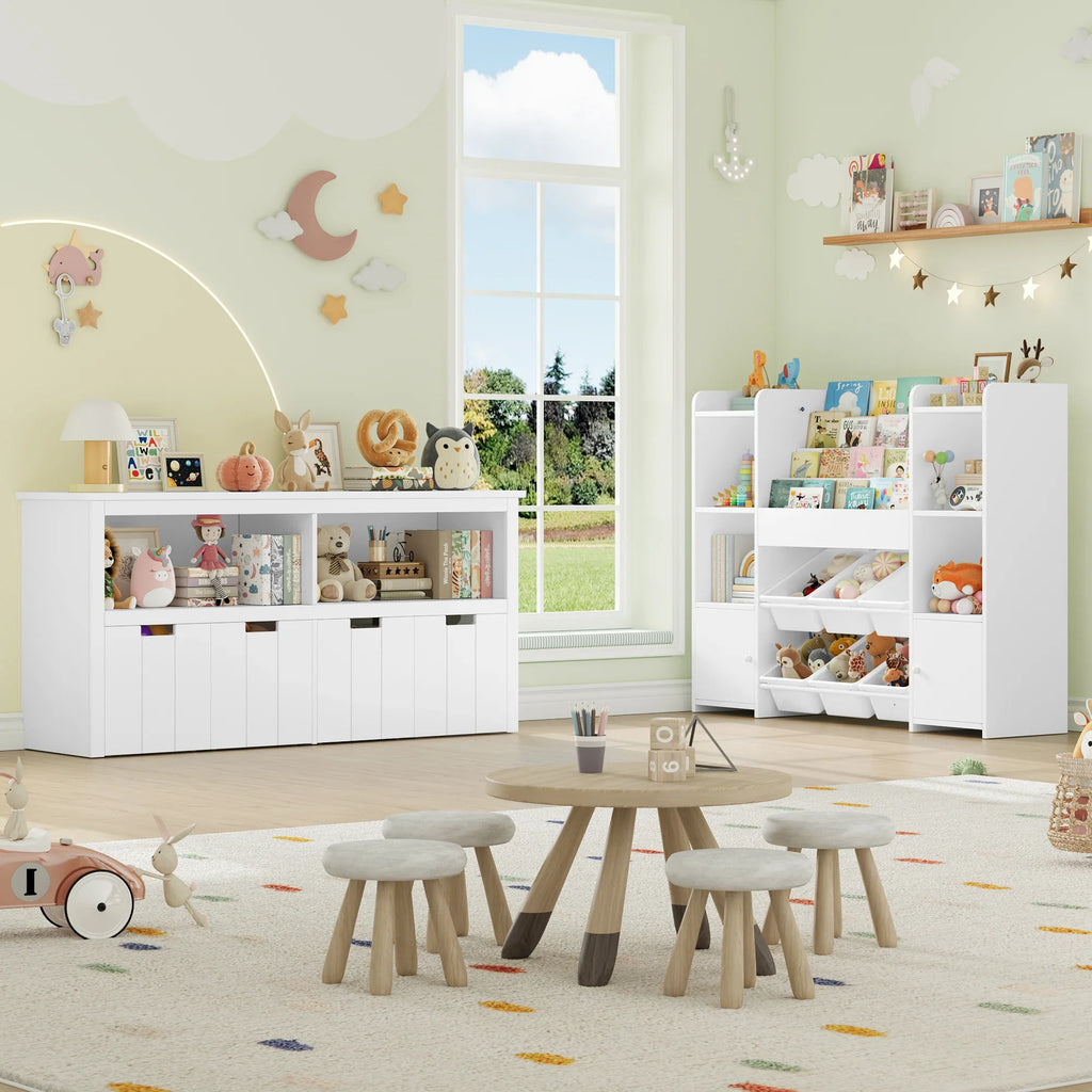 Kids Toy Storage Cabinet 4 Boxes on Wheels Montessori & Toys