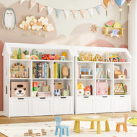 Kids Toy Storage House Shape 7 Cubbies Drawers Montessori & Toys