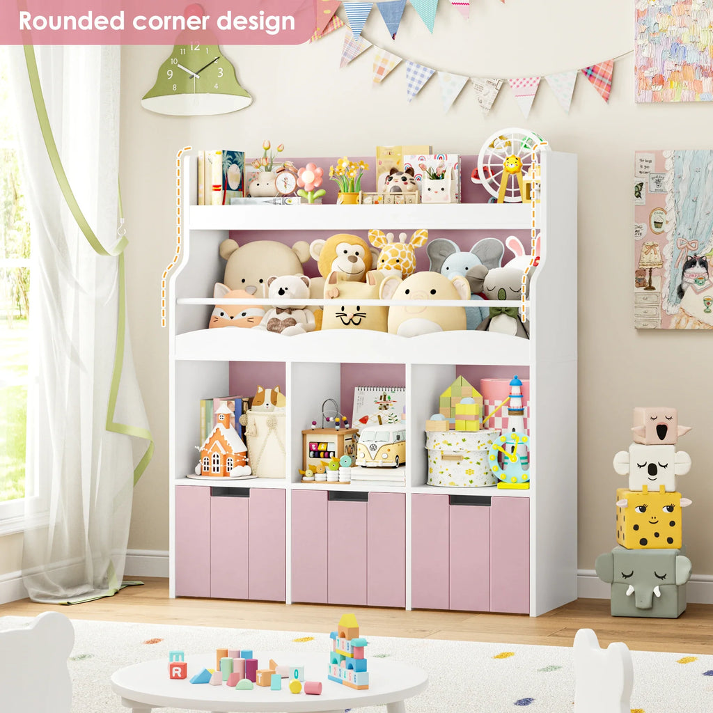 Kids Toy Storage Shelf 4 Cubbies on Wheels Montessori & Toys