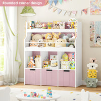 Kids Toy Storage Shelf 4 Cubbies on Wheels Montessori & Toys