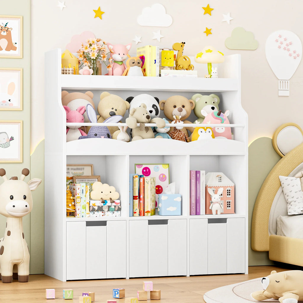 Kids Toy Storage Shelf 4 Cubbies on Wheels Montessori & Toys