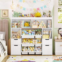 Kids Toy Storage Shelf with Boxes on Wheels Montessori & Toys