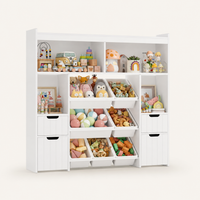 Kids Toy Storage Shelf with Boxes on Wheels Montessori & Toys