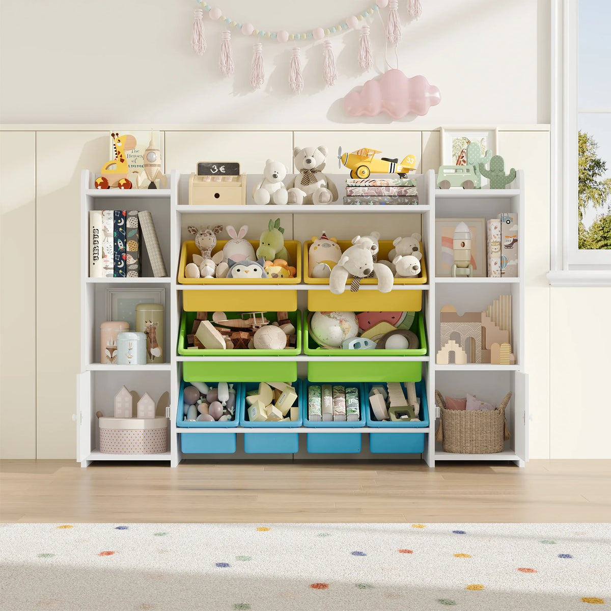 Kids Toy Storage Unit 8 Removable Boxes Montessori & Toys
