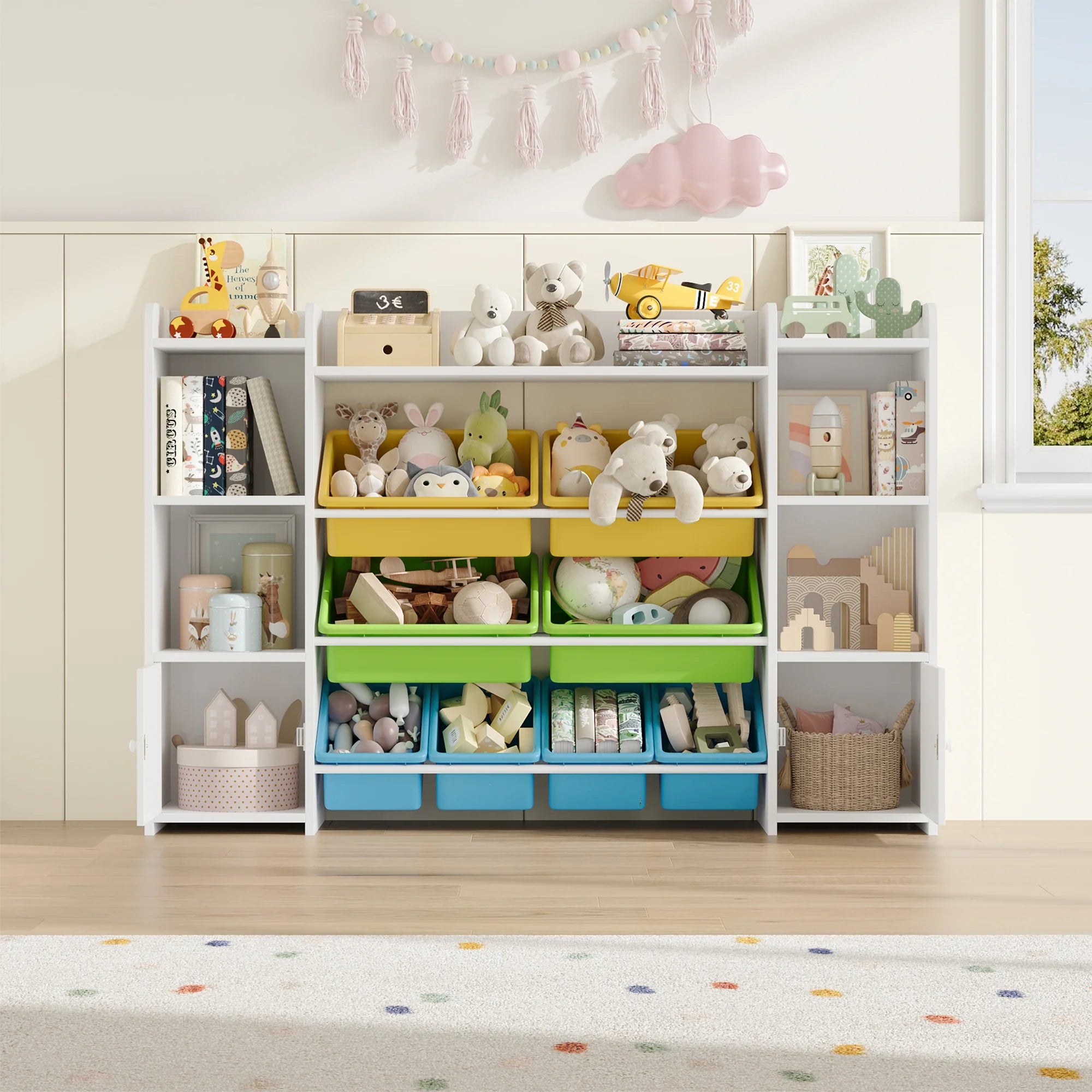Kids Toy Storage Unit 8 Removable Boxes Montessori & Toys