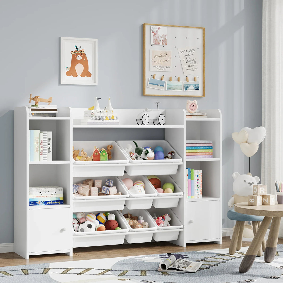 Kids Toy Storage Unit 8 Removable Boxes Montessori & Toys