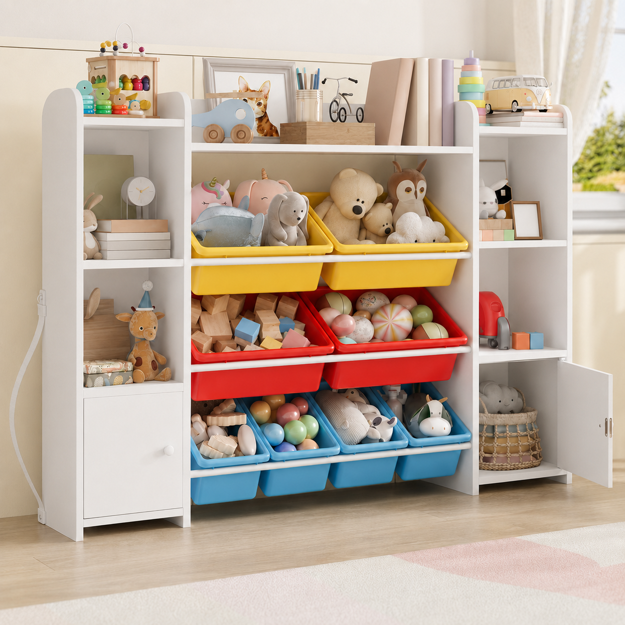 Kids Toy Storage Unit 8 Removable Boxes Montessori & Toys
