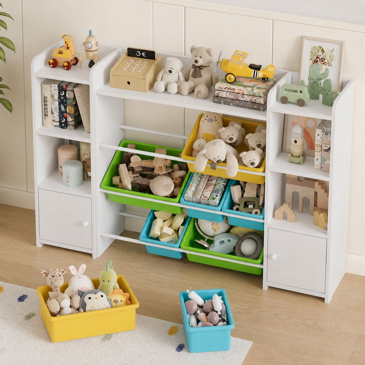 Kids Toy Storage Unit 8 Removable Boxes Montessori & Toys