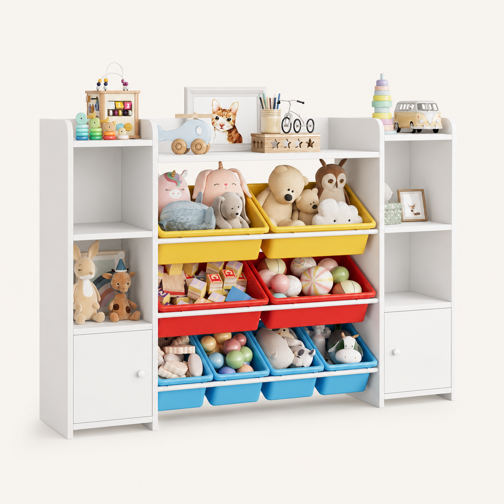 Kids Toy Storage Unit 8 Removable Boxes Montessori & Toys