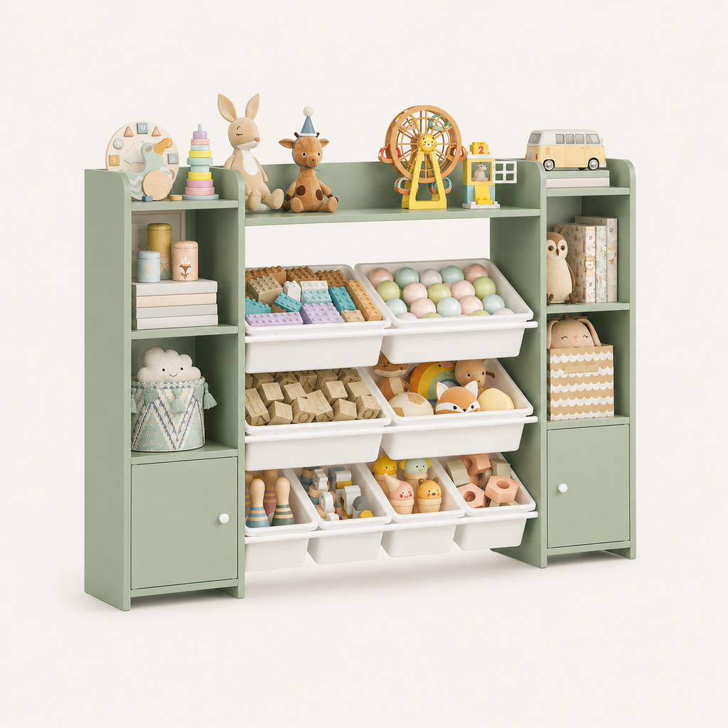 Kids Toy Storage Unit 8 Removable Boxes Montessori & Toys