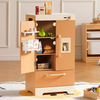 Kids Wooden Play Kitchen Full Set Apricot Montessori & Toys