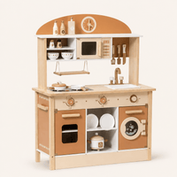 Kids Wooden Play Kitchen Full Set Apricot Montessori & Toys