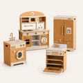 Kids Wooden Play Kitchen Full Set Apricot Montessori & Toys