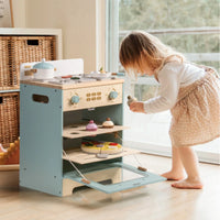 Kids Wooden Play Kitchen Full Set Blue Montessori & Toys