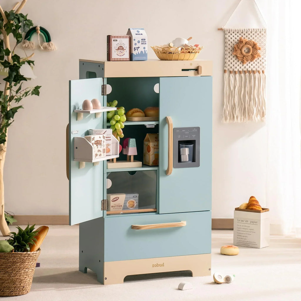 Kids Wooden Play Kitchen Full Set Blue Montessori & Toys
