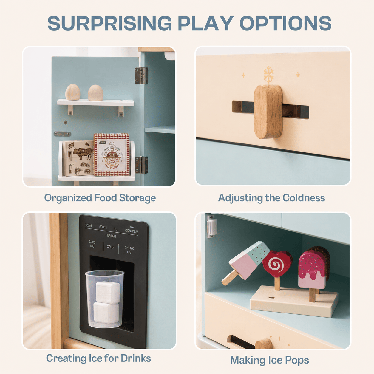 Kids Wooden Play Kitchen Full Set Blue Montessori & Toys