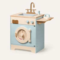 Kids Wooden Play Kitchen Full Set Blue Montessori & Toys