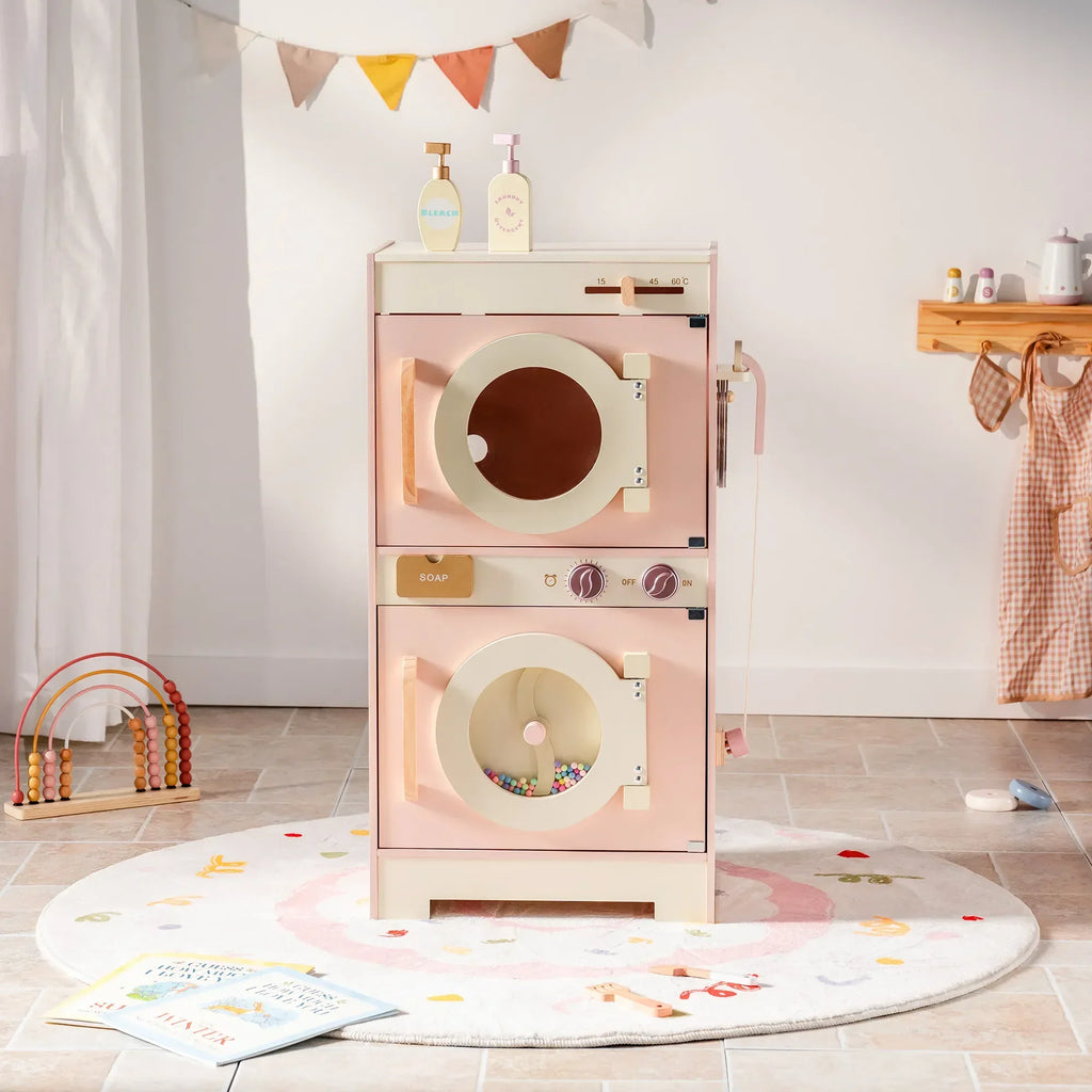 Kids Wooden Play Kitchen Full Set Pink Montessori & Toys