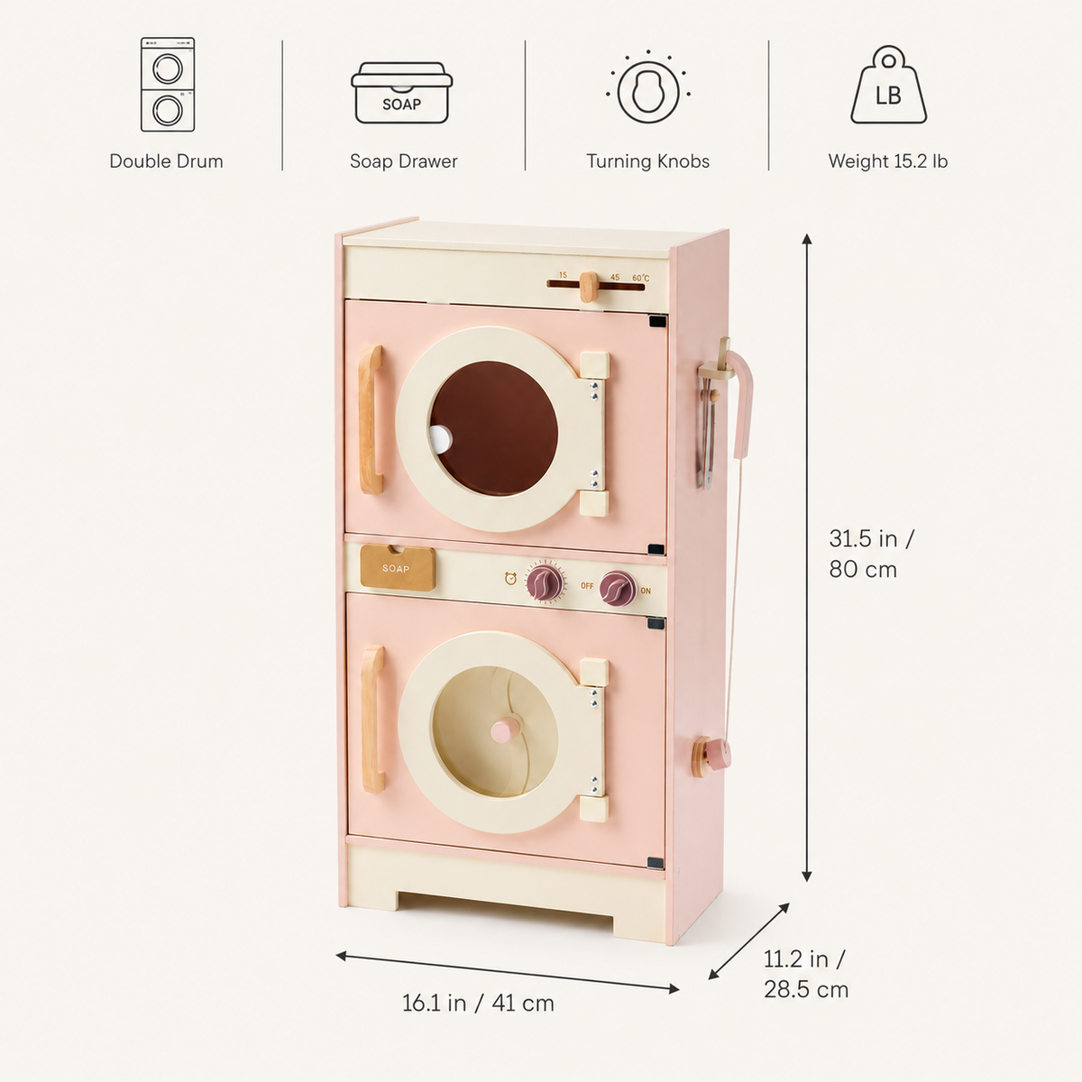 Kids Wooden Play Kitchen Full Set Pink Montessori & Toys
