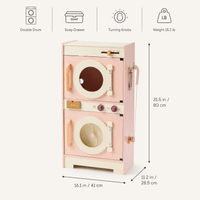 Kids Wooden Play Kitchen Full Set Pink Montessori & Toys